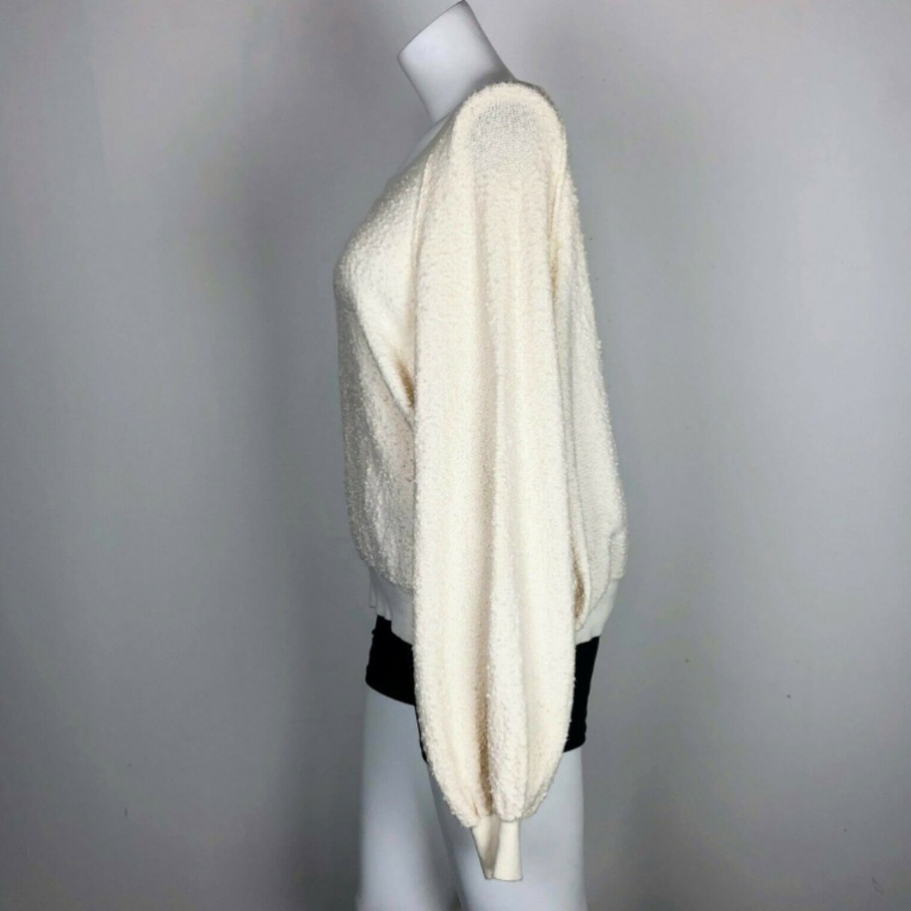 Free People Long Sleeve Nubby Textured White Top - Picture 3 of 5
